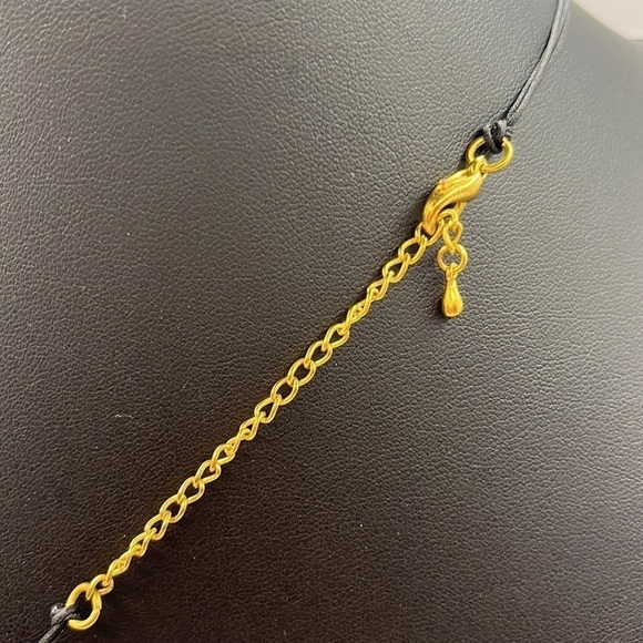 Colorful Beaded knotted Necklace with gold tone spacers - Picture 8 of 10